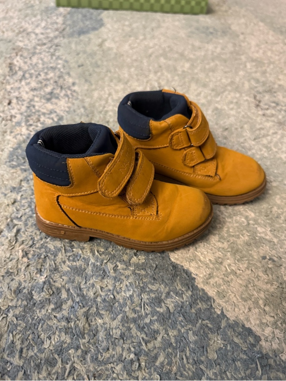 Nautica Kids Chukka Boots Boys, Wheat with Navy, Adjustable Velcro, Baby Timbs